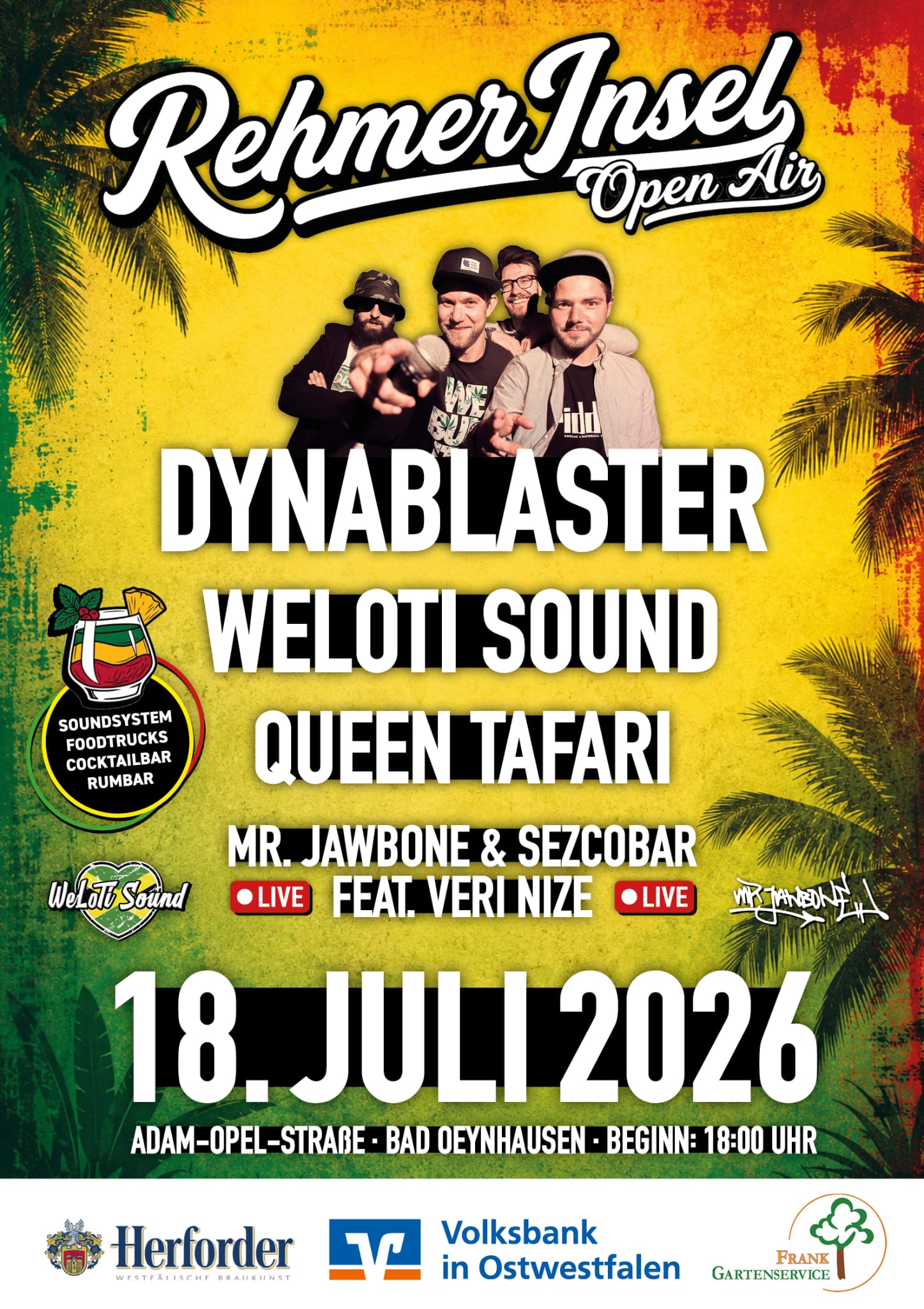Karibische Nacht 2026,  Dynablaster Sound live | Rehmer Insel Open Air Bad Oeynhausen